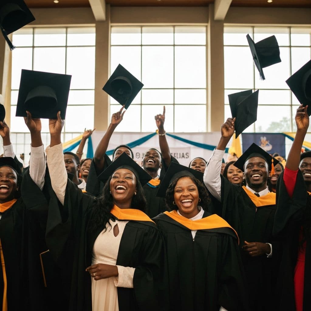 Étudiants célébrant leur réussite